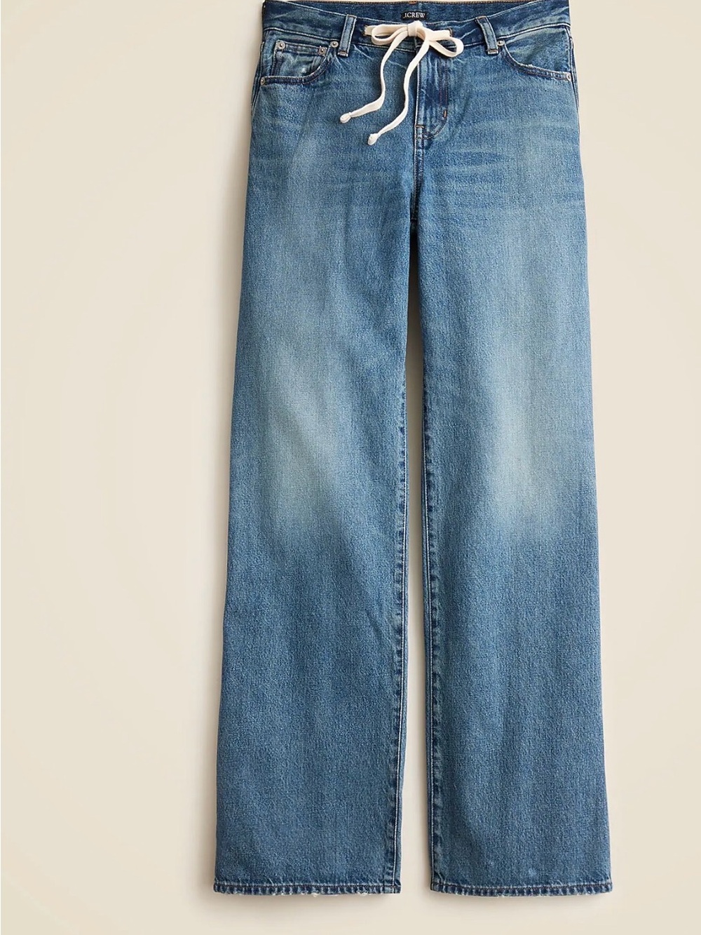 J. Crew Medium Blue Wide-Leg Jeans with Drawstring